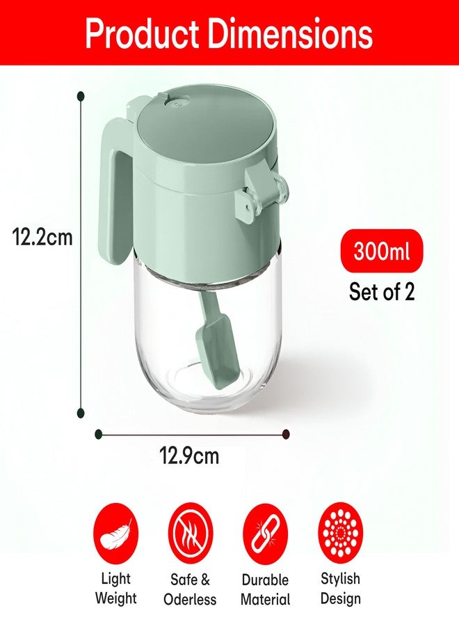 PRIME PICK مجموعة علب ماسالا برايم بيك، علبة توابل ذات قسمين مع غطاء وملعقة ومقبض، منظم توابل محكم الإغلاق | حاوية تخزين للمطبخ للتوابل والملح والسكر والمخللات، تتضمن عبوتين سعة 300 مل - Image 3